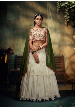 White Georgette Designer Lehenga 